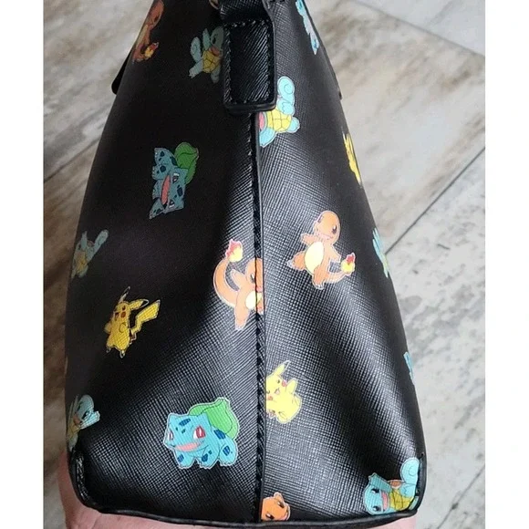 Loungefly Pokémon Black Purse RARE Retired All-Over Print Starters HEART LOGO - Picture 7 of 15